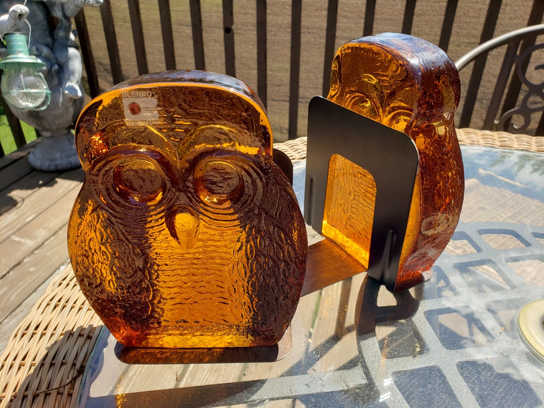 Blenko Glass Owl Bookend 梟 ガラス ブックエンド $_32.JPG?set_id=880000500F