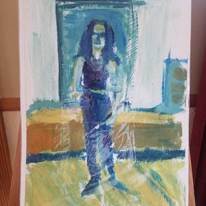 Abstract blue standing figure