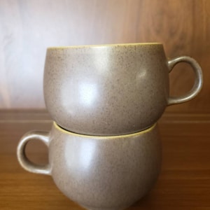Denby Langley Russet Coffee cup set of 2 dark brown outside and cream speckled inside