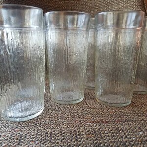 Kerr clear glass tree bark or icicle pattern drinking tumblers set of 4 or ice tea glasses