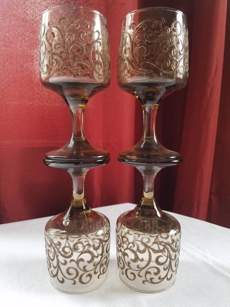 Set of 4 Libbey Prado Wine Glasses or Goblets Small Pedestal Etsy