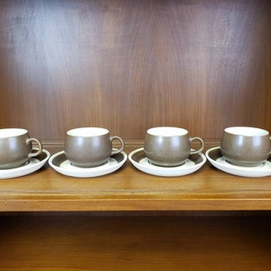 Denby Langley Russet Coffee cup set of 4 dark brown outside and cream speckled inside