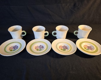 Franciscan Earthenware Floral coffee cup and saucer set of 4