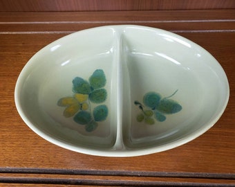 Franciscan Pebble Beach Divided Bowl abstract floral green yellow blue