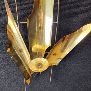 Gold metal mid-century wall candle sconce sculptural wall hanging image 5