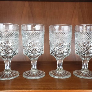 Anchor Hocking Wexford crystal water goblets or wine glasses set of 4