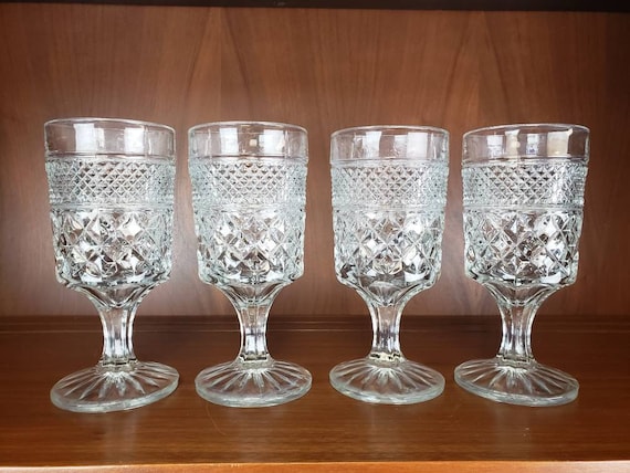 Anchor Hocking Wexford Crystal Water Goblets or Wine Glasses Set