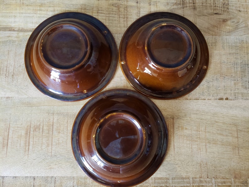 Canonsburg Pottery Carefree Ironstone brown drip bowl set of 3 image 3