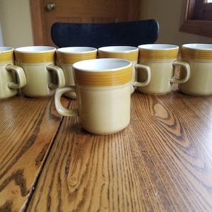 Mikasa Terra Stone 7405 Coffee cup tea cup set yellow ochre and golden yellow glazes