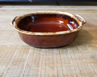Hull brown drip square baking dish mid century functional dinnerware USA pottery