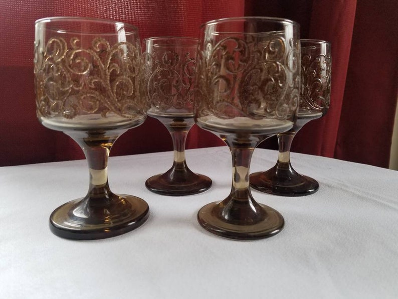 Set of 4 Libbey Prado Wine Glasses or Goblets Small Pedestal Etsy
