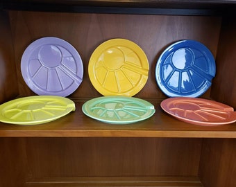 Hoffritz fondue plate set of 6 appetizer plates divided bowls