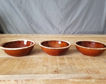 Hull brown drip soup cereal bowls big size set of 3