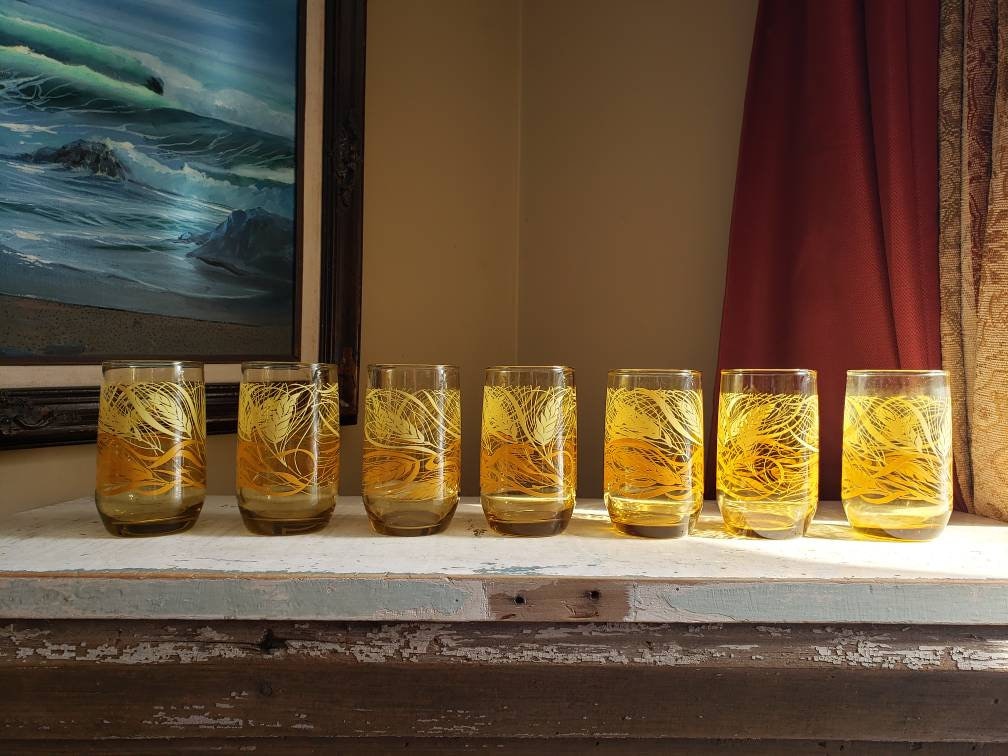 【ヴィンテージ】Anchor Hocking アンバーガラス Vintage Anchor Hocking Crinkle Amber Glass 