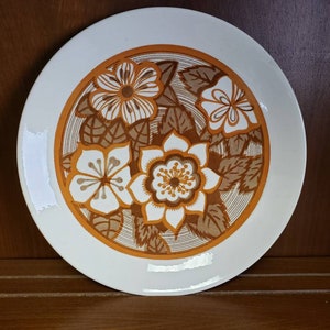 Vintage Royal China Cavalier chop plate brown orange floral Plate USA