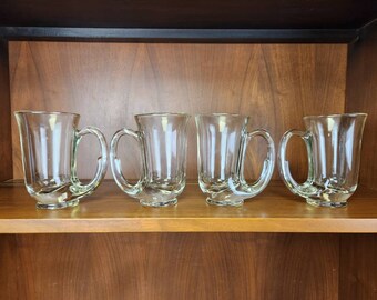 Clear glass mug or stein set of 4 Indiana glass hunter horn tiara home parties