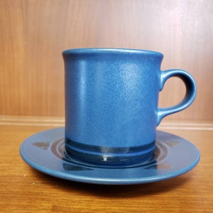 Pfaltzgraff morning light coffee cup and saucer set of 2 blue black geometric dishes image 9