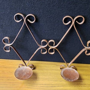 Rustic Wall candlestick set of two metal diamond shaped brown copper metal accents