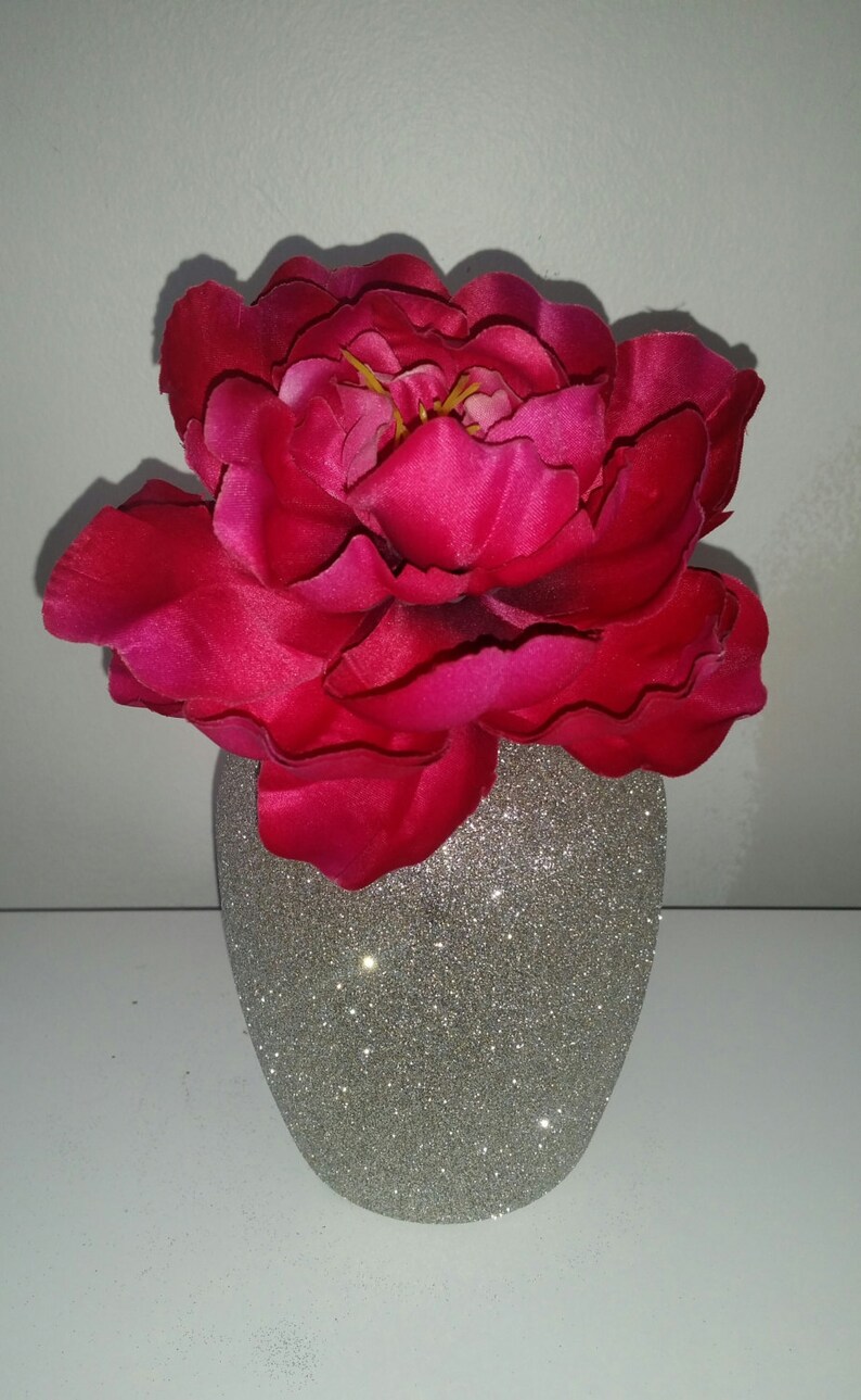 Silver vase wedding vase centerpiece event decor glitter vase party vase large silver vase table centerpiece glitter glamour vase sparkling image 1