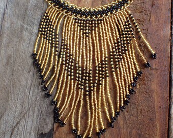 Gold and Black Ndebele bead Necklace