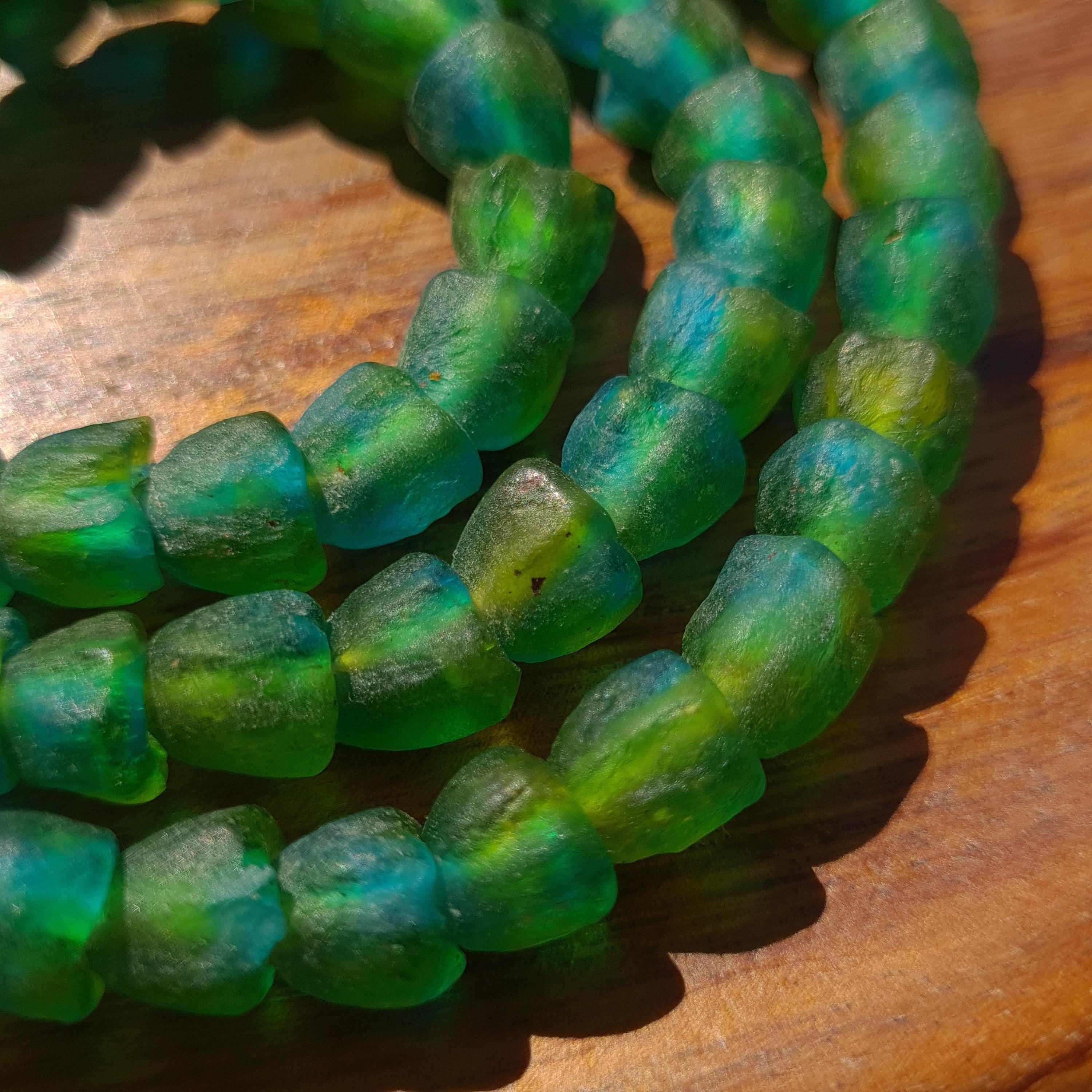 Perline Di Vetro Riciclato Multicolore Dal Ghana – Premium, 18 Mm, Fatte A Mano, Vetro Mare Africano