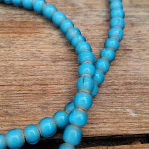 Turquoise Blue White Heart Beads, Necklace, African White heart Beads