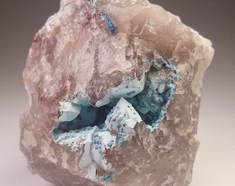 Shattuckite Plancheite Crystal in Quartz, Kaokoland Namibia
