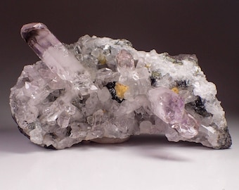 Large Brandberg Lustrous Quartz, Prehnite and Epidote Crystal Specimen, Namibia