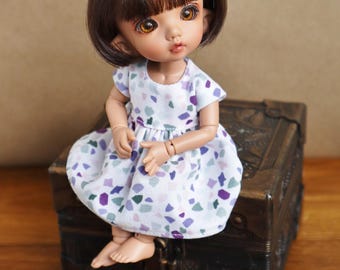 Paarse terrazzo gespikkelde poppenjurk | Past op Pukifee, Lati Yellow Tiny BJD's