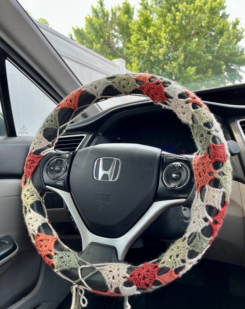 Granny Square Steering Wheel Cover Crochet Pattern Etsy
