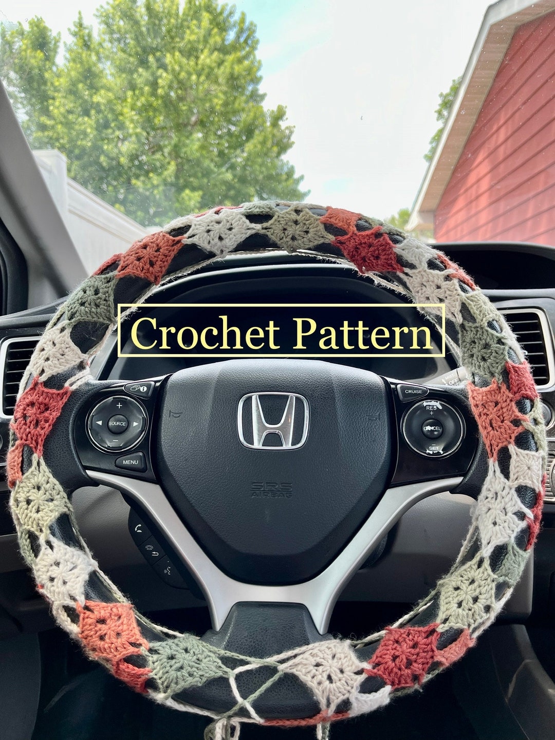 Granny Square Steering Wheel Cover Crochet Pattern Etsy