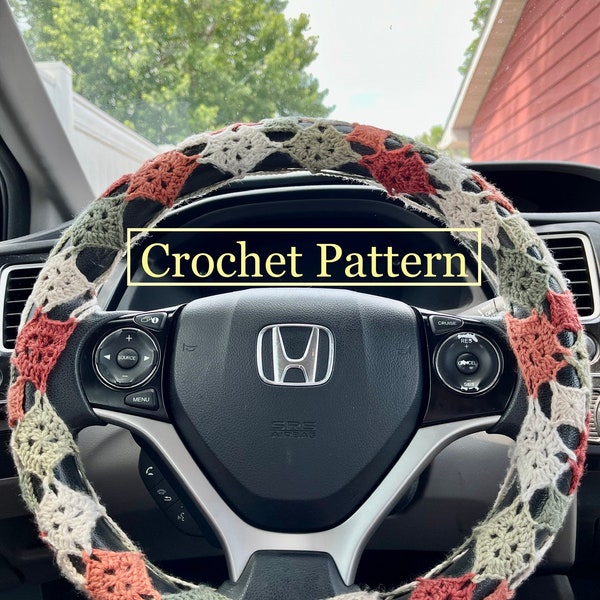 Granny Square Steering Wheel Cover crochet pattern