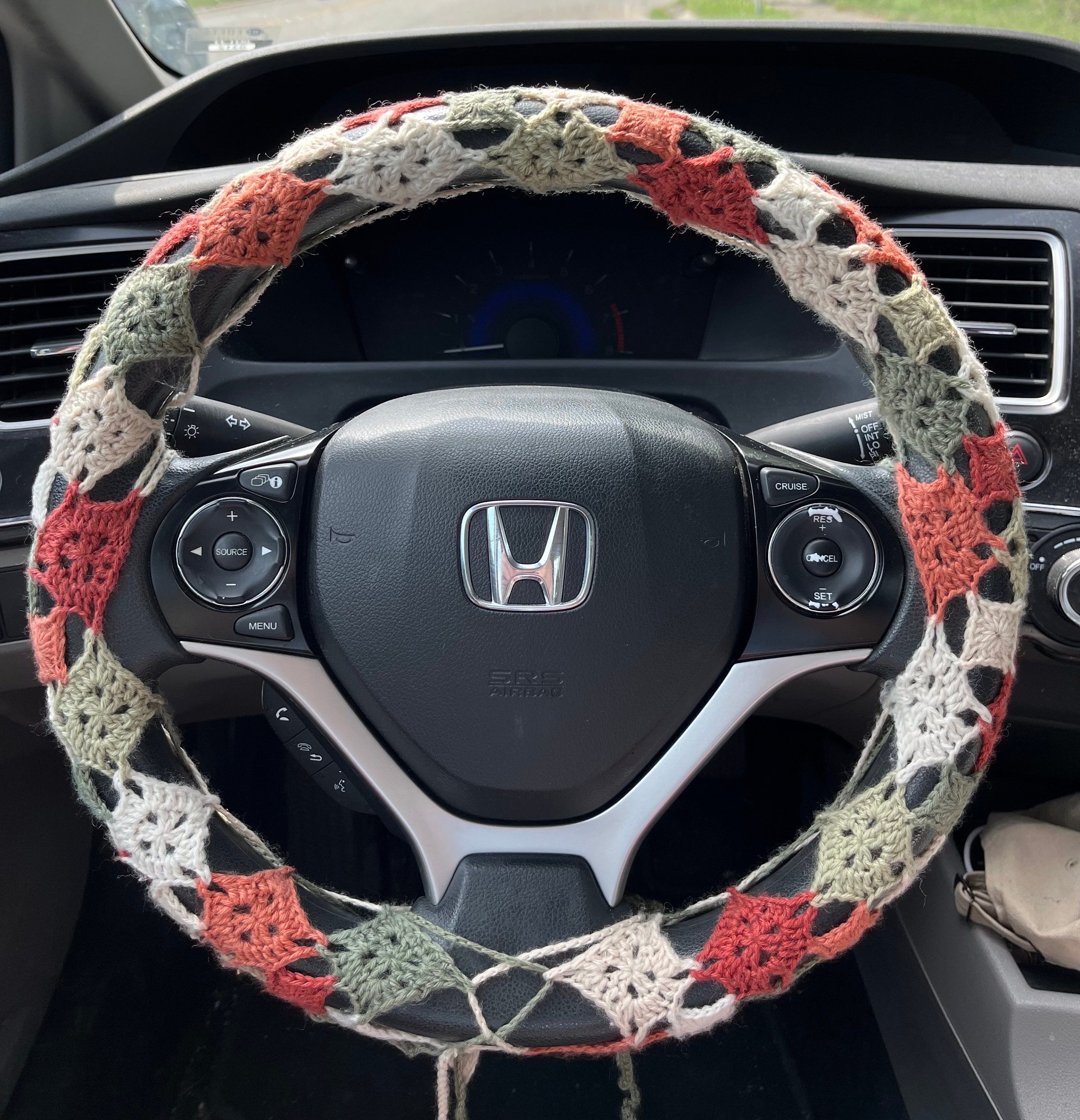 Granny Square Steering Wheel Cover Crochet Pattern Etsy