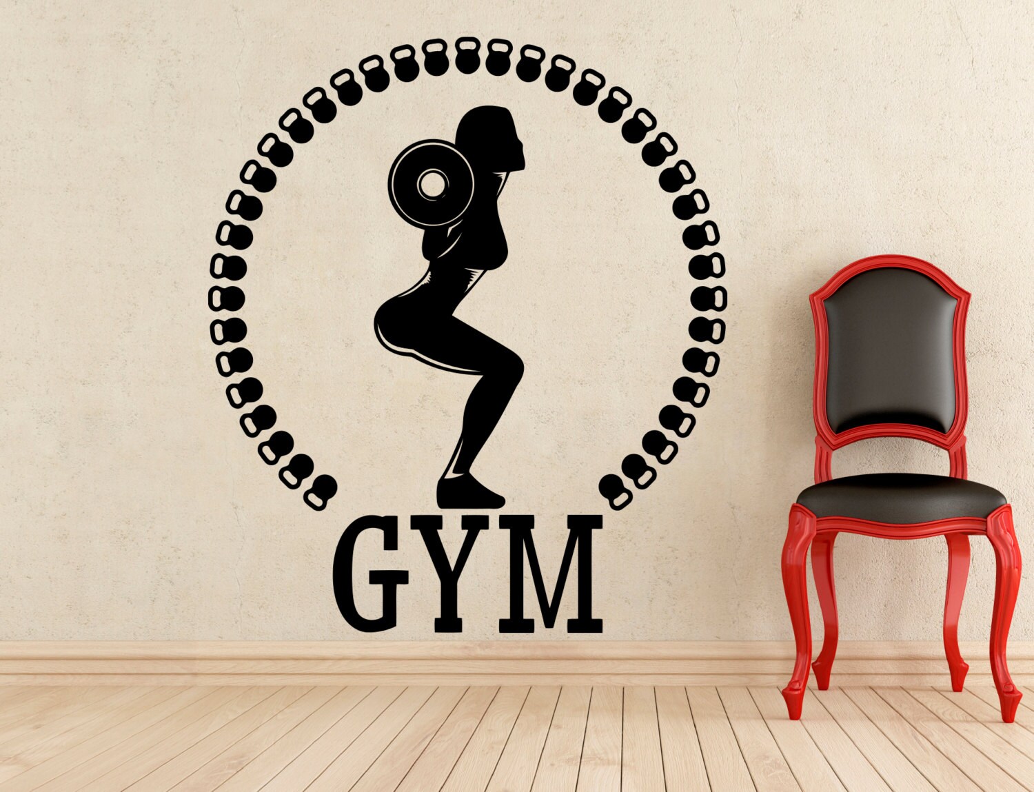 Gym Wall Vinyl Decal Fitness Sticker Home Interior Murals Art Etsy
