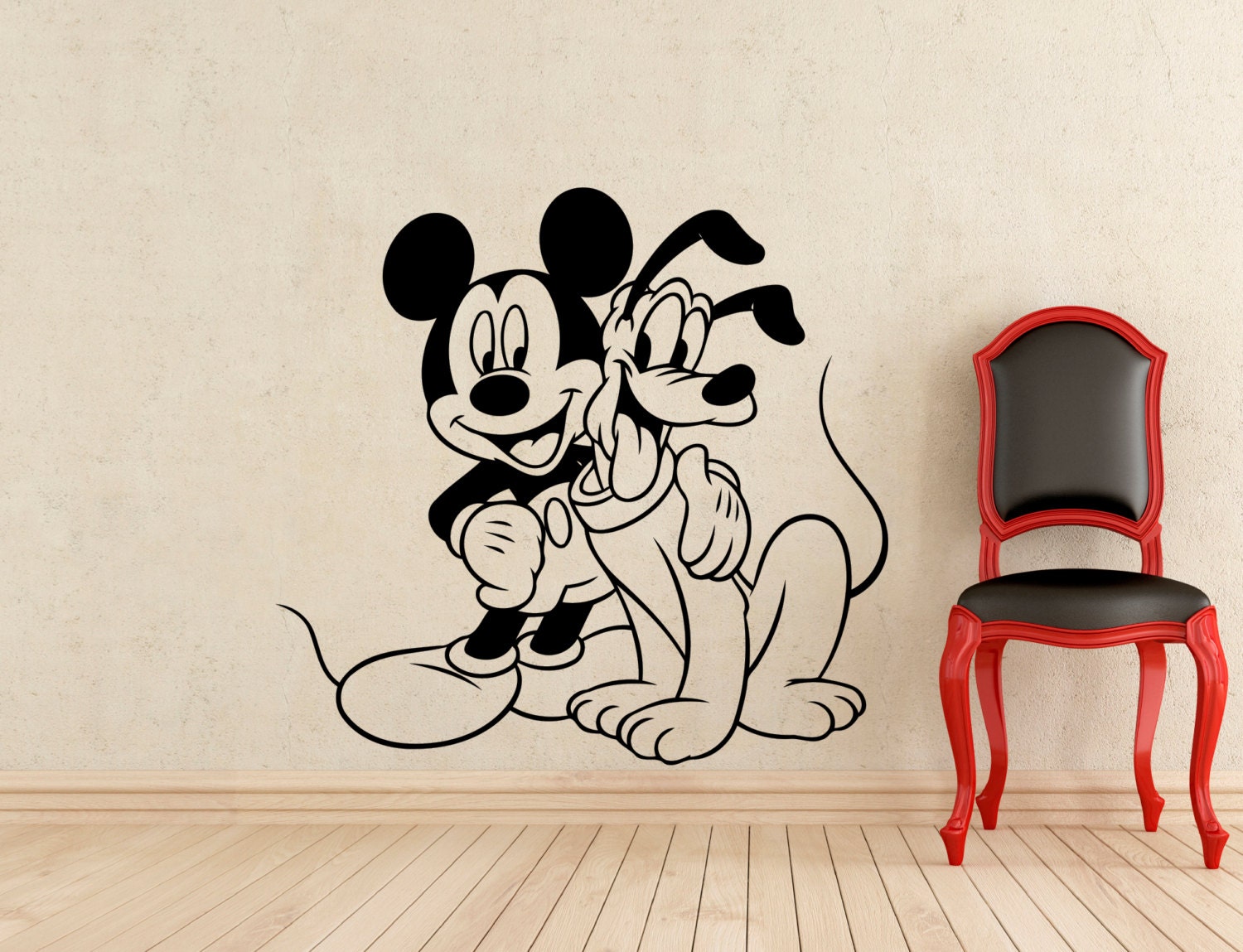 Mickey Mouse and Pluto Wall Sticker Disney Cartoons Vinyl Etsy