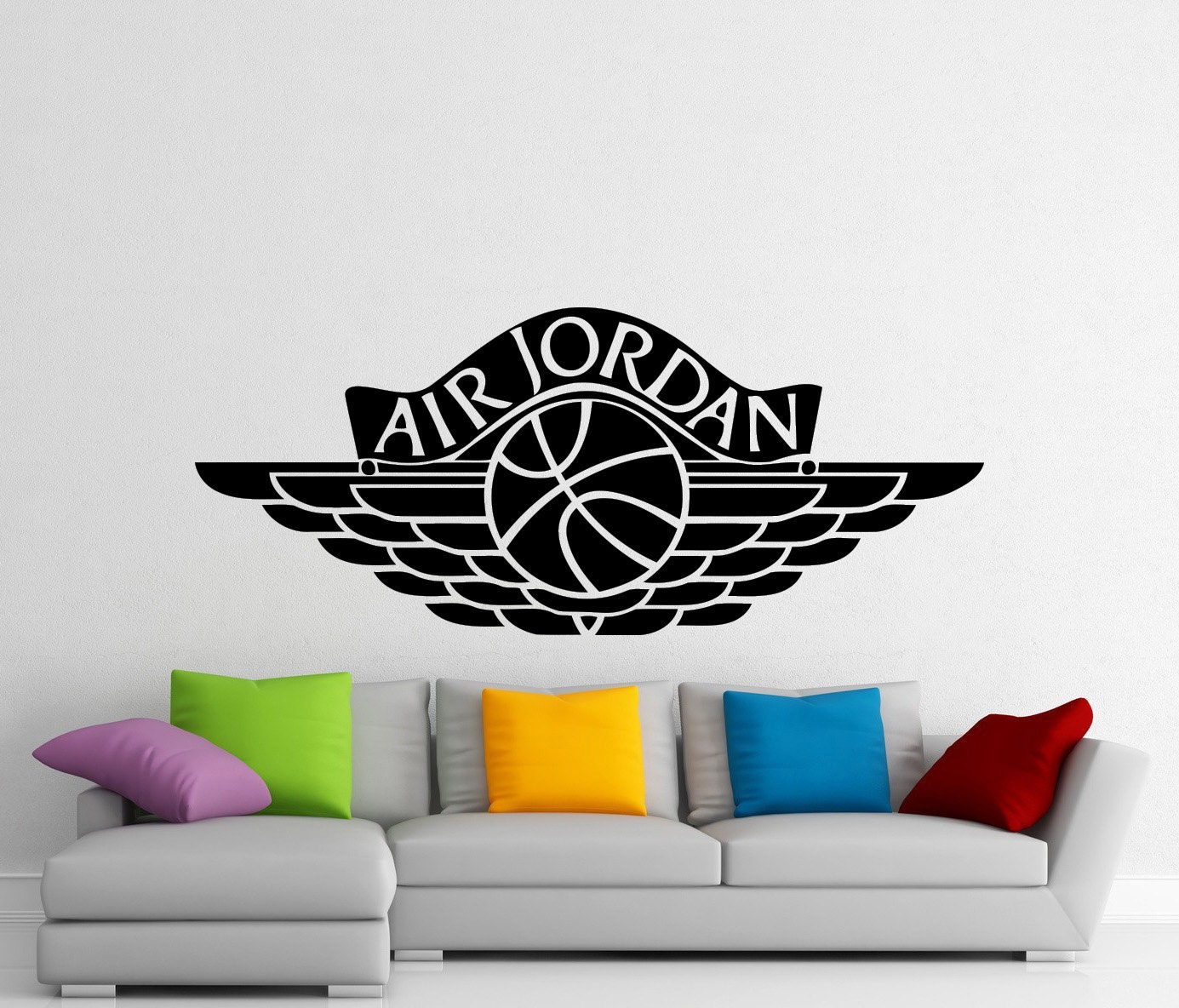 Air jordan wall sticker sports basketball logo vinyl decal etsy