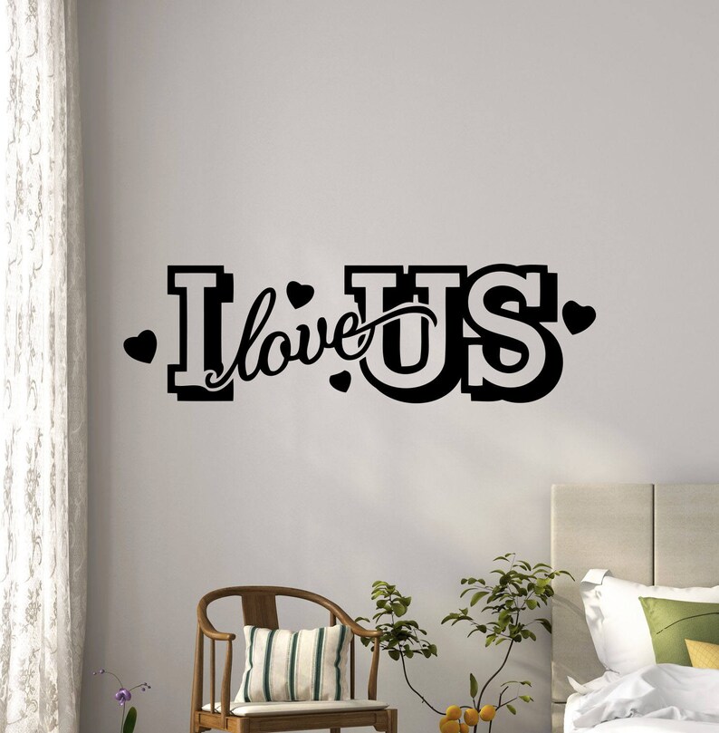 I Love Us Wall Decal Bedroom E Heart Romantic Gift Vinyl Sticker Home Room Decor Interior Mural Art Stencil Decoration Nursery Poster 3v