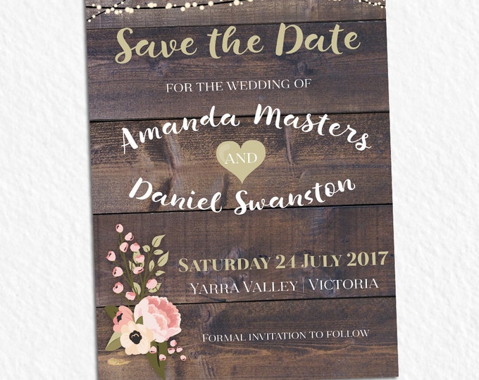 Rustic invitation, customised for any occasion - birthday party, bridal or baby shower, save the date, wedding, digital printable