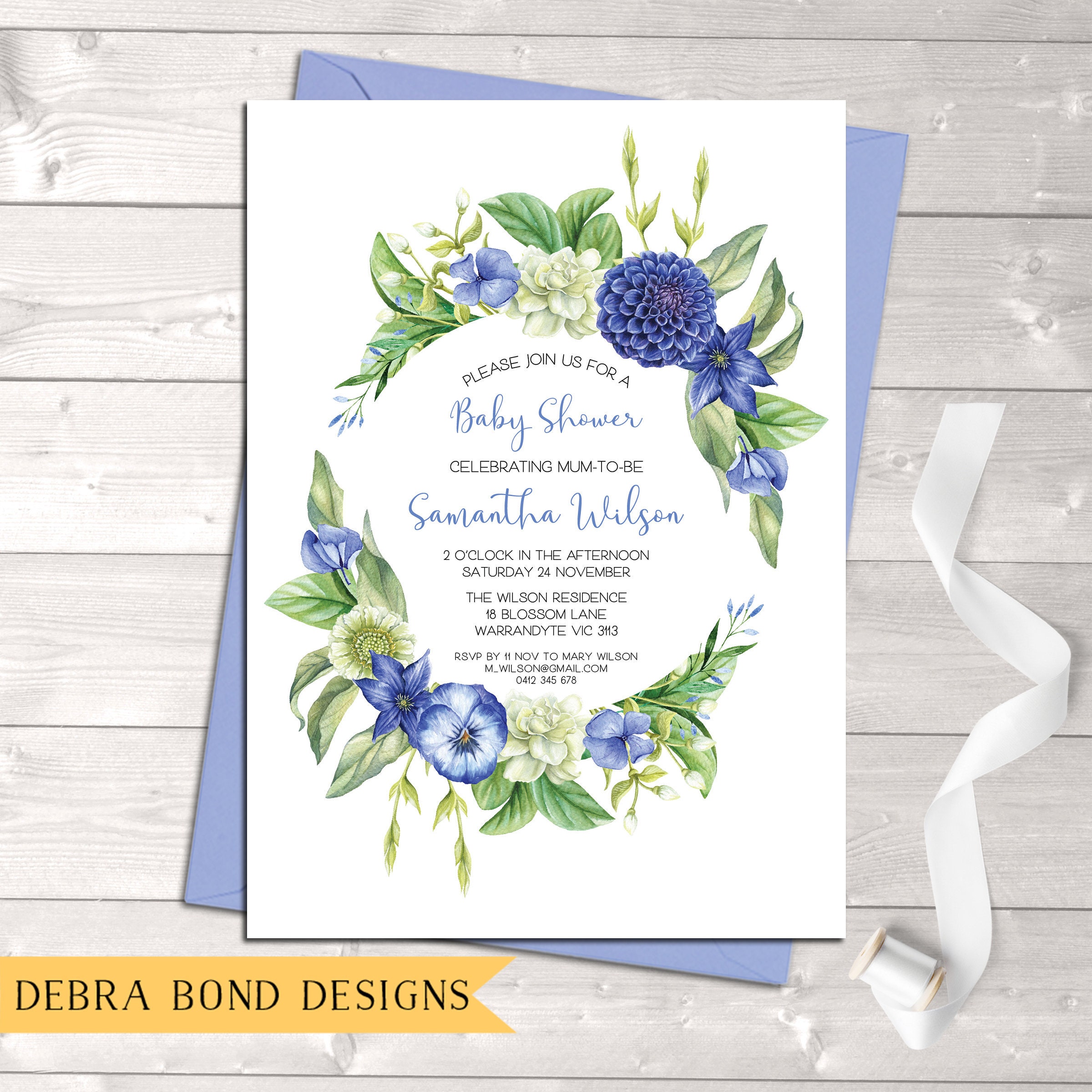 Baby Shower Invitation Baby Shower Boy Bonjour Baby Hello Baby