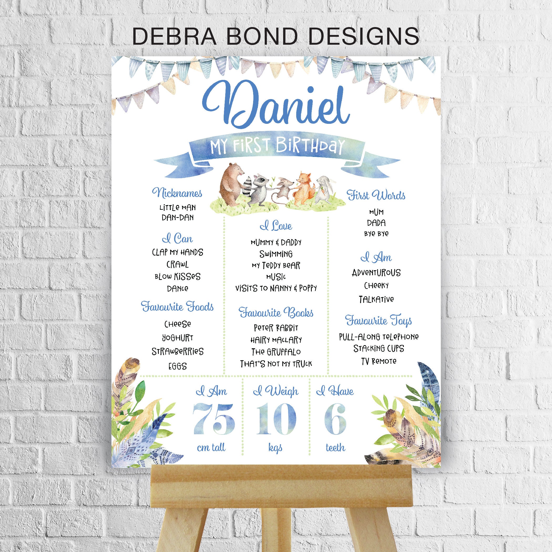 Woodland milestone Board first birthday sign