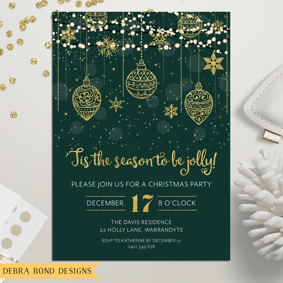 Christmas party invitation Xmas holiday digital printable | Etsy