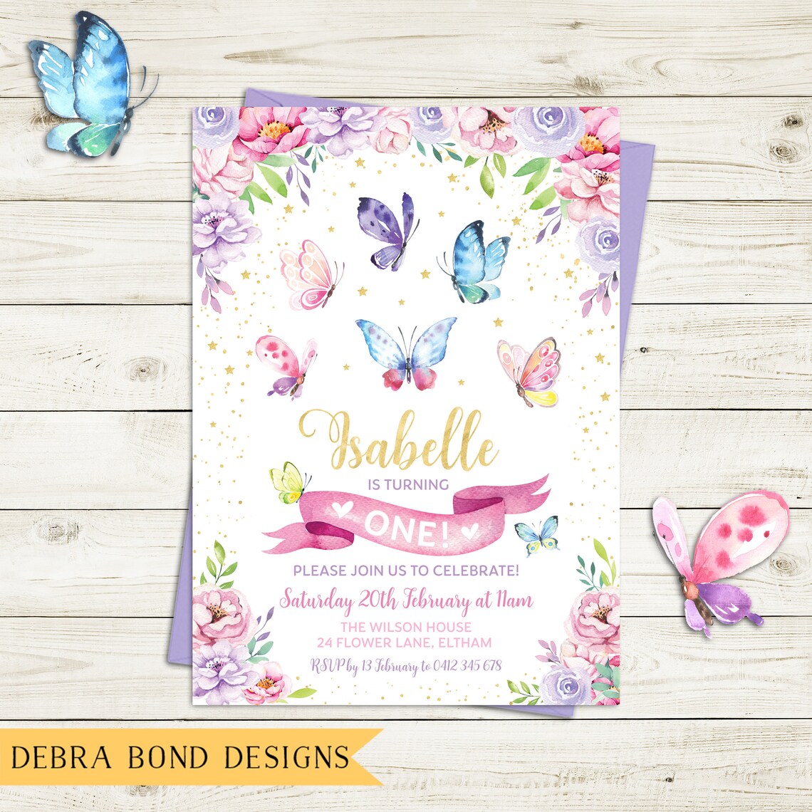 Butterfly Invitation Butterflies Birthday Invitation Girl Etsy