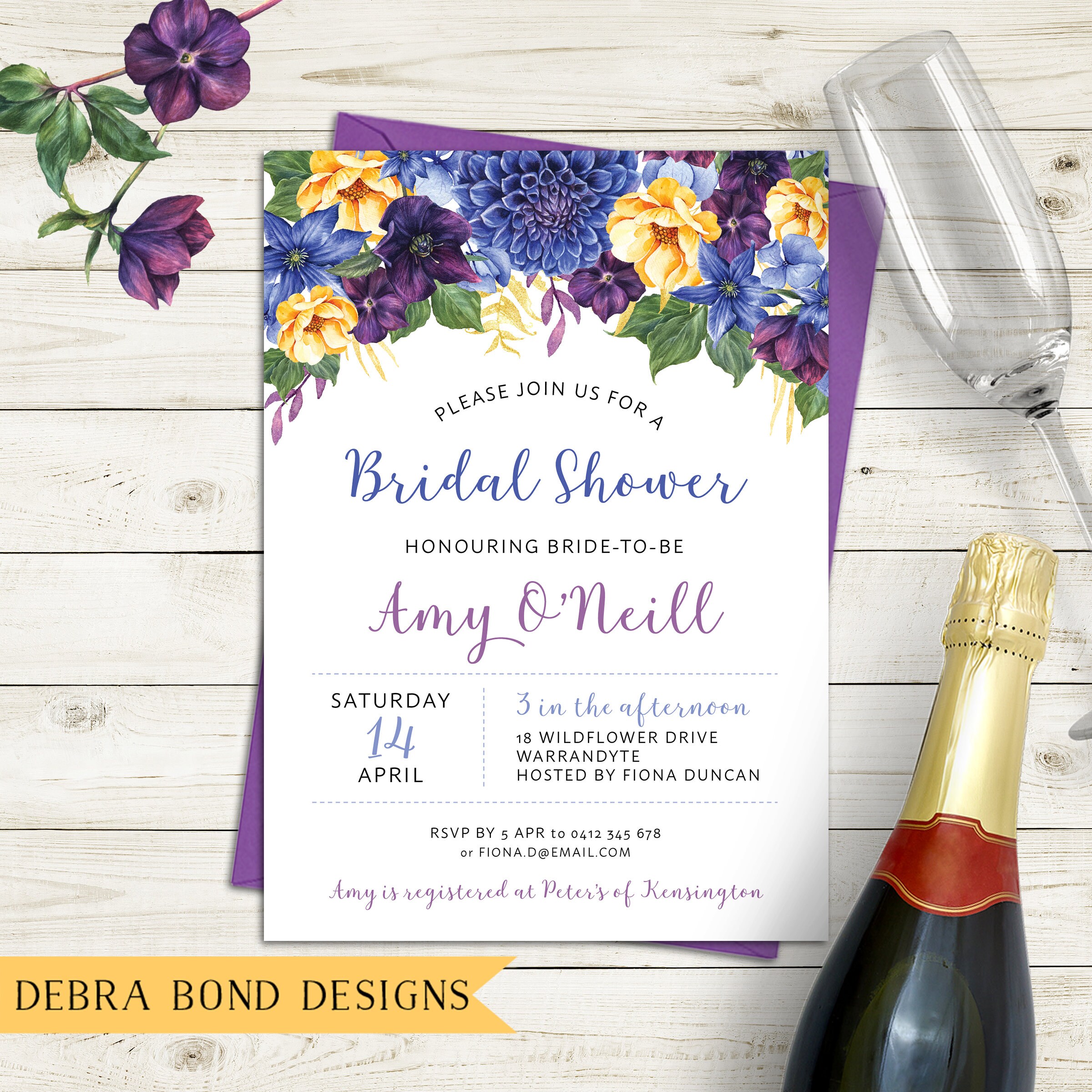 bridal shower invitation floral invitation shower