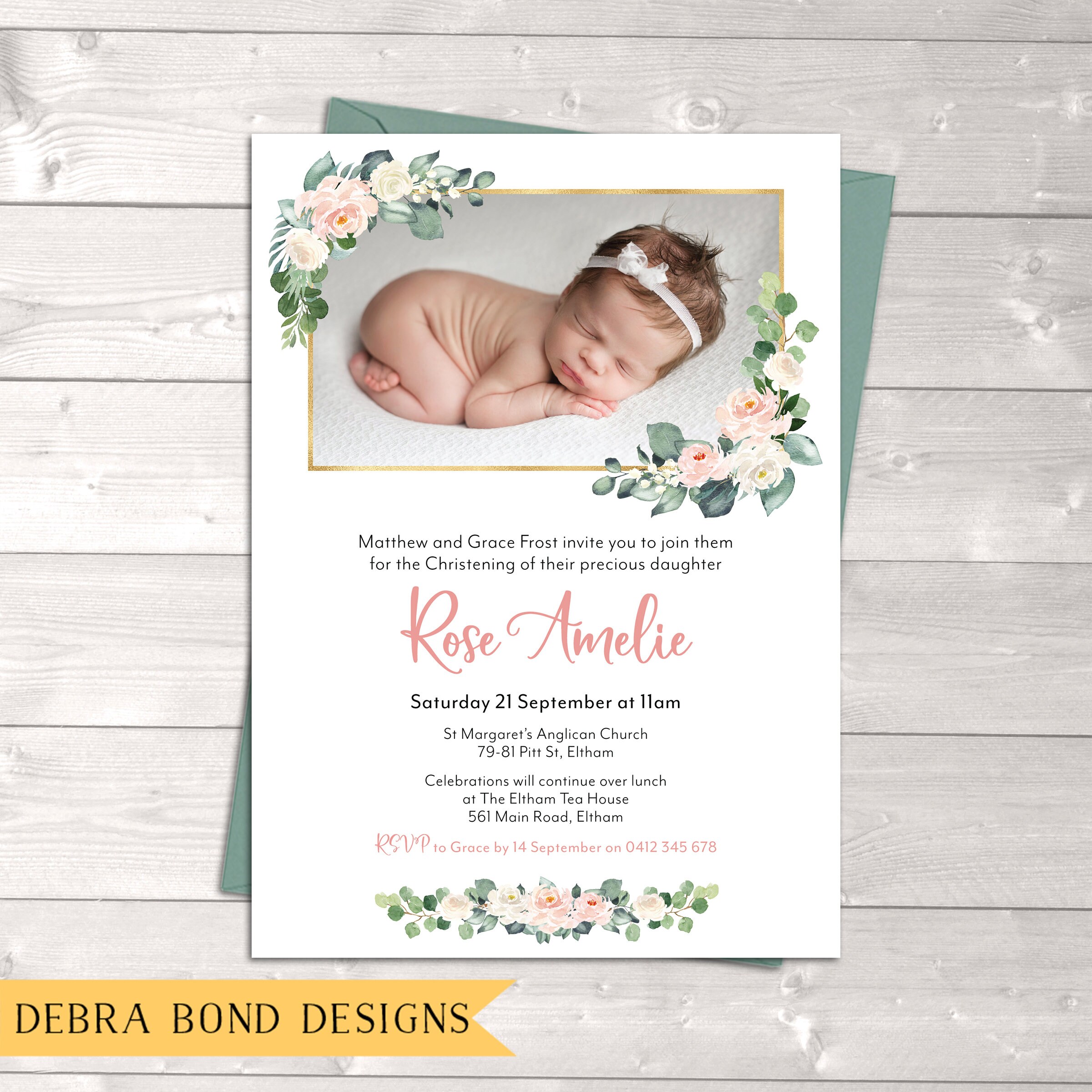 Peach Baptism Invitation Photo Baptism Invitation Girl Baptism Invitation Photo Christening Invitation Baptism Invitation with Photos