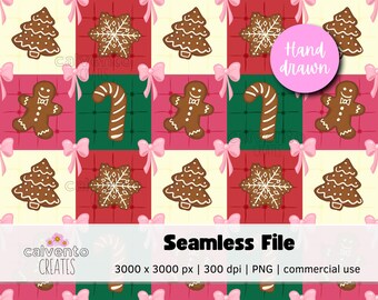 Gingerbread Christmas Seamless Pattern – Holiday Digital Paper (Digital Download)