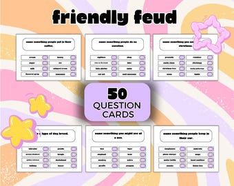 Friendly Feud Game: 50 Printable Question Cards (PDF Download)