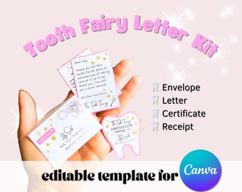 Pink Tooth Fairy Letter Kit: Editable Certificate & Receipt (Digital Download)