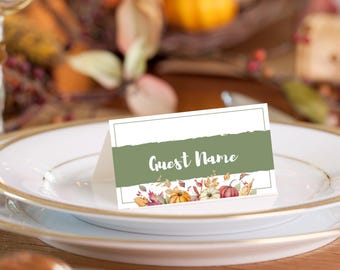 Thanksgiving Place Cards: Editable Fall Dinner Party Decor (PDF)