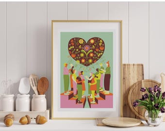 Dopamine Decor Colorful Choir Art Print | Retro Wall Art (Digital Download)