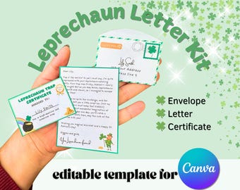Leprechaun Letter & Certificate | St. Patrick's Day Printable (Editable Canva Template)